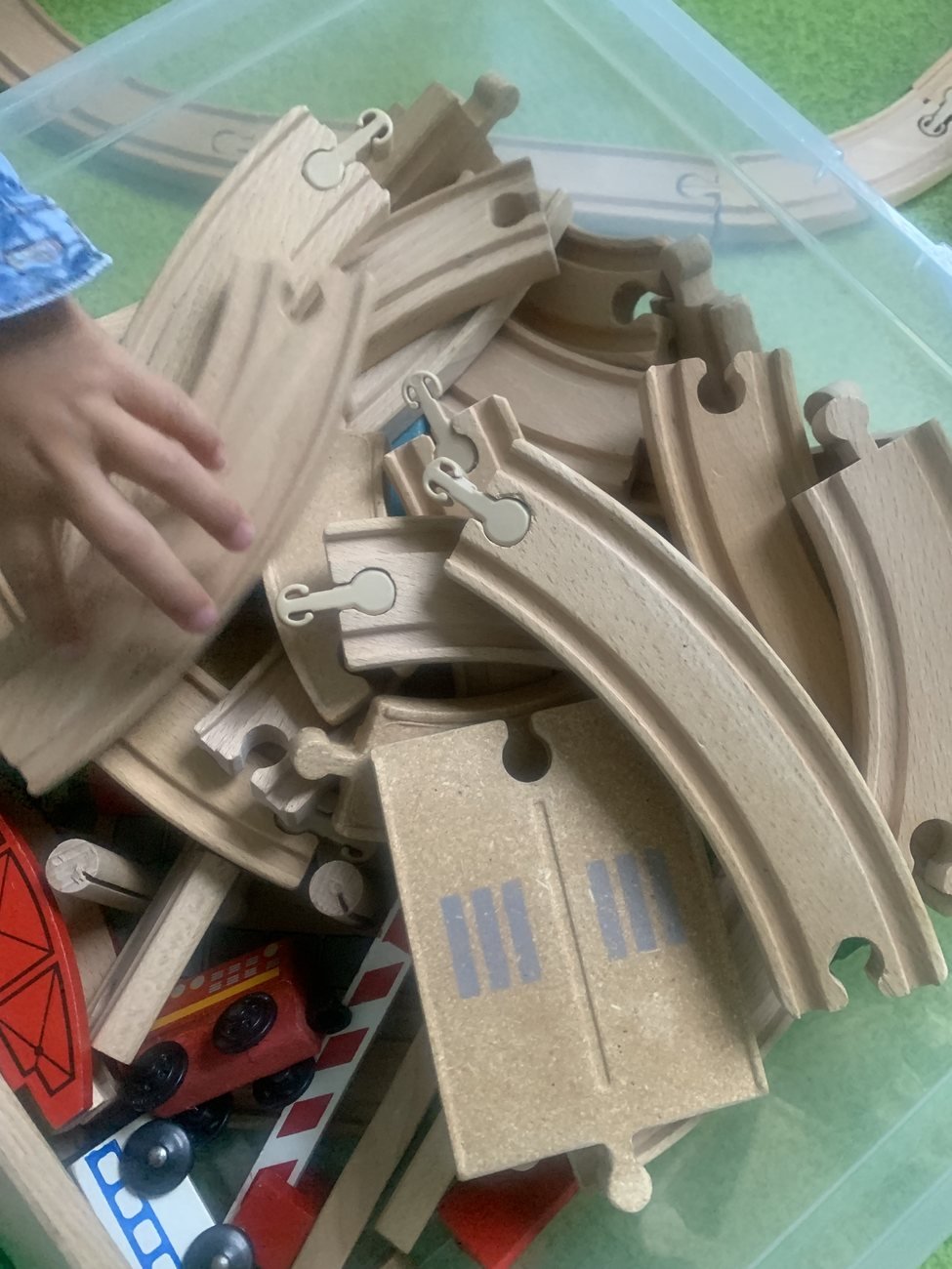 Pièces de train en bois pour jeux de construction